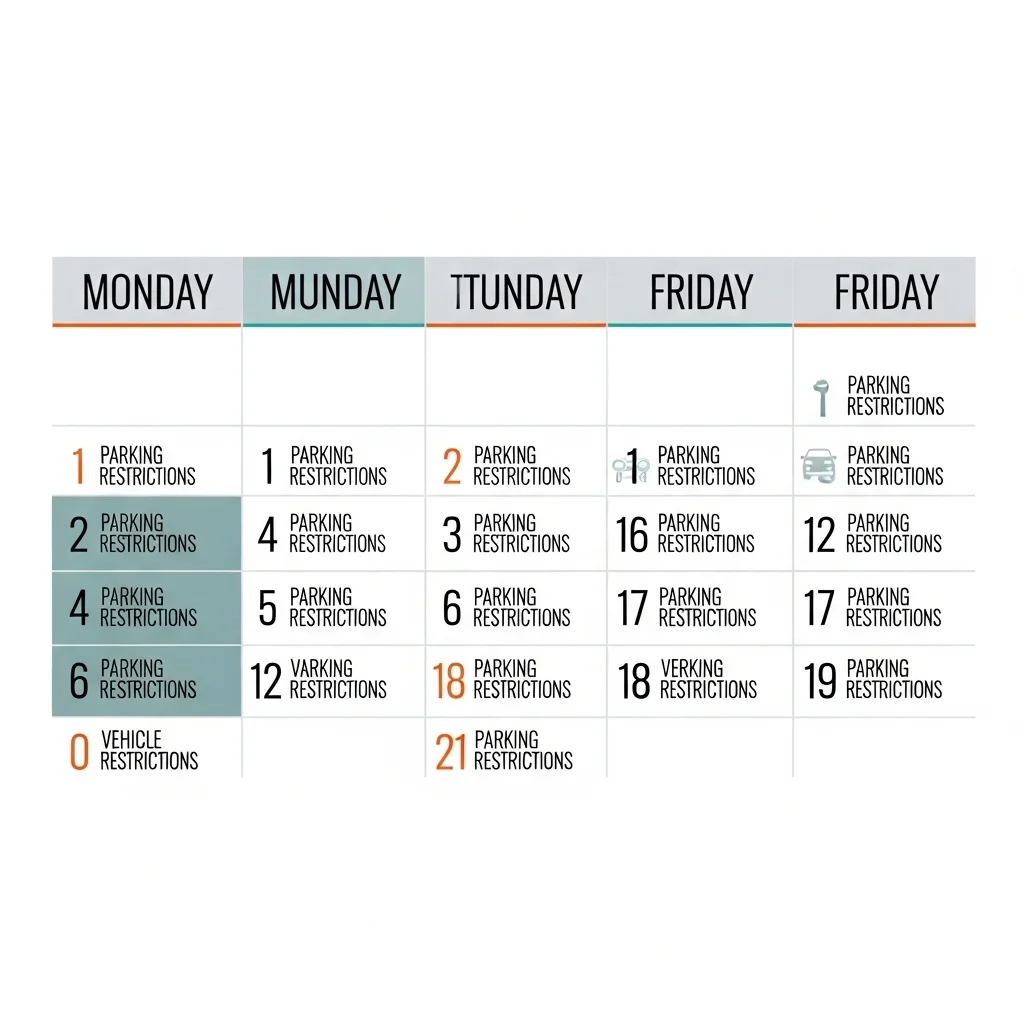 요일별 주차 제한 차량번호 기준표