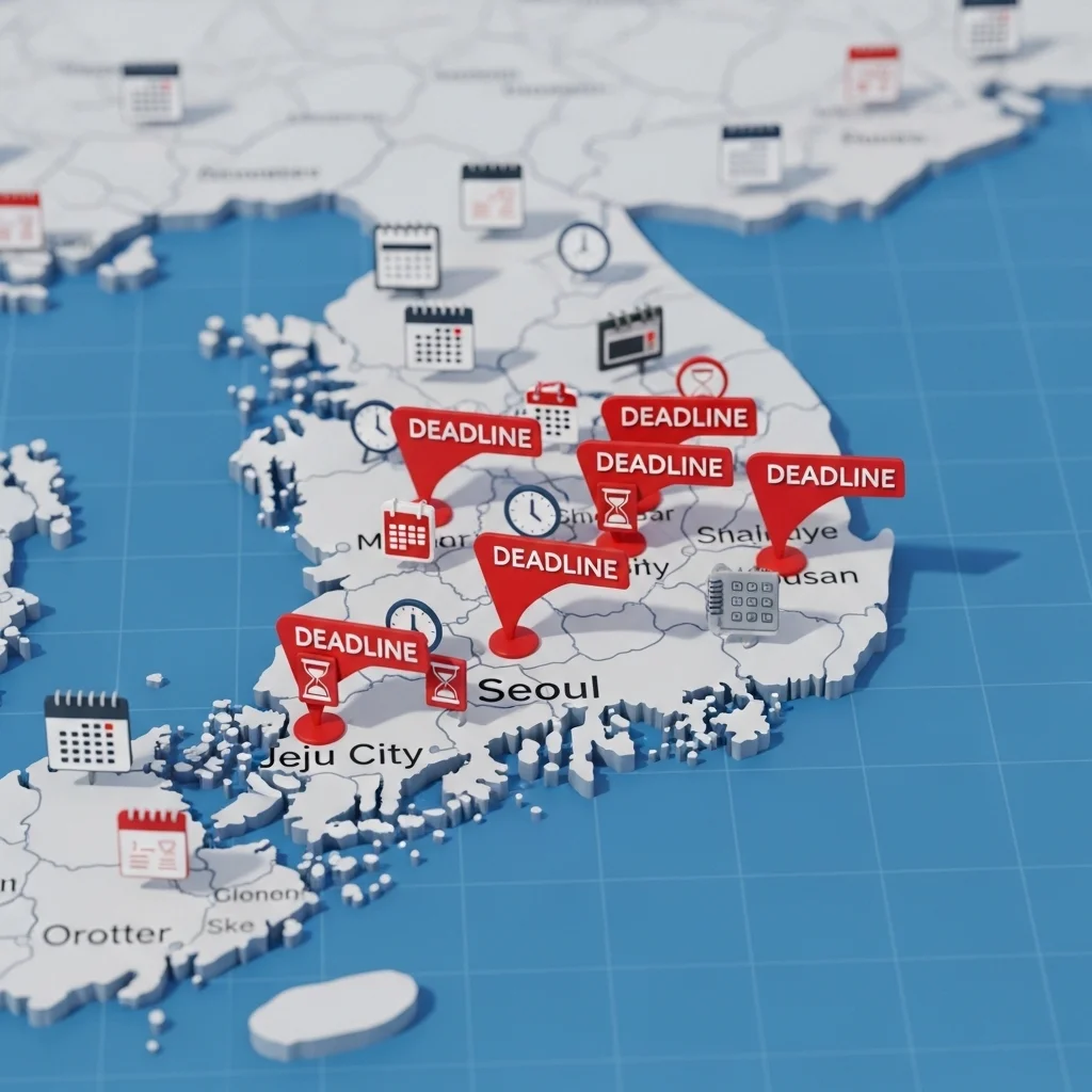 지자체별 신청 기간 및 마감일 리스트