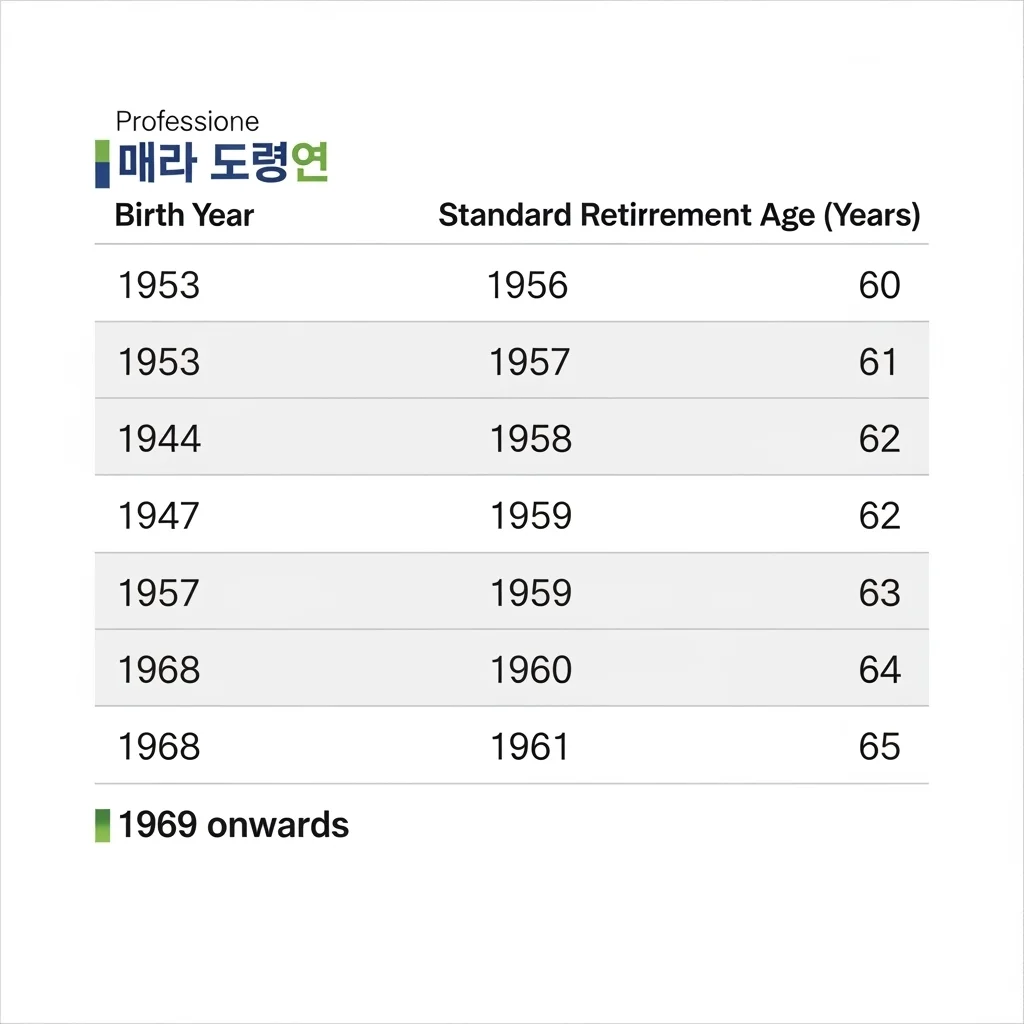 출생연도별 노령연금 수령 나이 및 시기 정리
