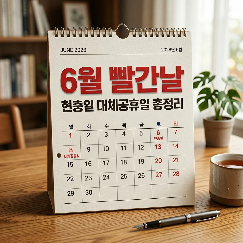 2026년 6월 달력 빨간날 총정리: 현충일 대체공휴일과 지방선거 휴무 안내